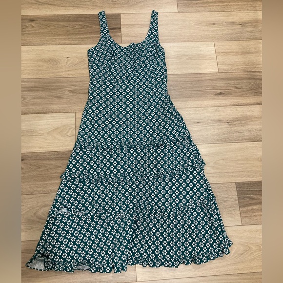 Anthropologie Teal floral Midi Dress - Picture 4 of 7